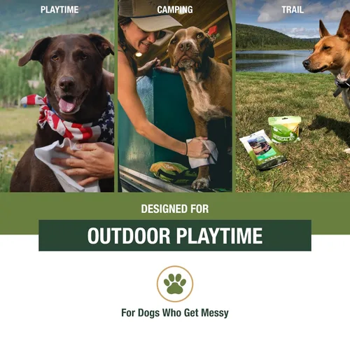 Vista 2 de Adventure Medical Kits Toallitas para perros, con infusión de aloe, paquete de 4 8 toallitas gruesas y ricas en humedad que limpian y calman a tu