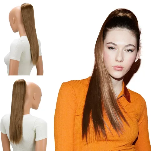 Vista 17 de CAISHA Extensión de cola de caballo de 22" con cordón voluminoso Straigtht negro-marrón PH503