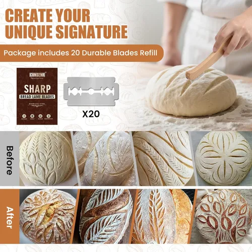 Vista 7 de CUNSENR Recambio de Cuchillas para Greñadora de Pan – Cuchillas de Acero Inoxidable para Arte Perfecto en el Pan, Adecuadas para Rebanar y Hacer