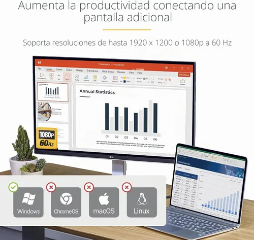Vista 2 de StarTech.com Adaptador USB 3.0 a HDMI, convertidor de monitor USB a HDMI para Windows, 1080P, TAA (sin soporte para macOS/ChromeOS/Linux) USB