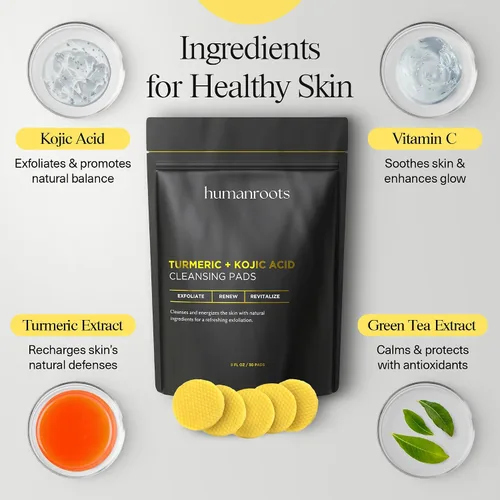 Vista 4 de Toallitas Limpiadoras de Cúrcuma y Ácido Kójico - Toallitas de Limpieza Facial de Cúrcuma con Vitamina C (30 toallitas), Toallitas de Limpieza