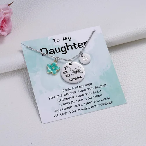 Vista 3 de MIXJOY Collar y tarjeta de felicitación con texto en inglés "You are My Sunshine", regalo de Navidad para niñas pequeñas, sobrina, hija, nieta