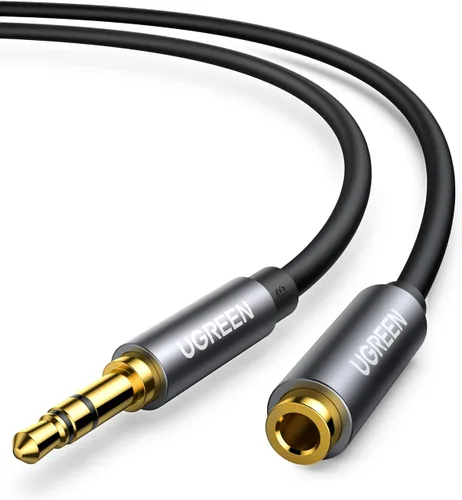 Vista 9 de UGREEN Cable de extensión de auriculares 3.5mm, cable auxiliar chapado en oro, cable de audio estéreo con conector TRS macho a hembra, extensor