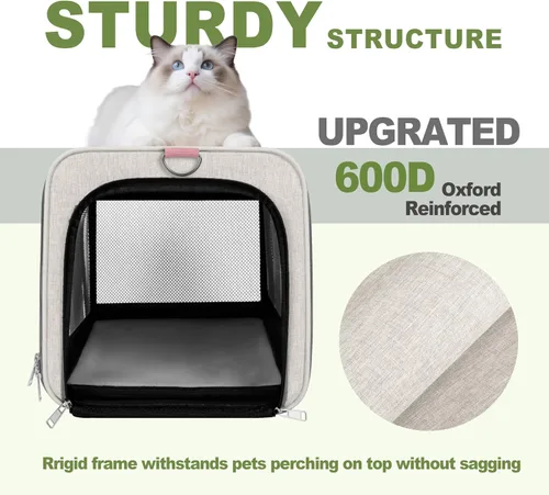 Vista 8 de GAPZER Transportador de gatos aprobado por American Airlines 18x11x11, apertura superior, resistente, suave, bolsa de transporte para mascotas