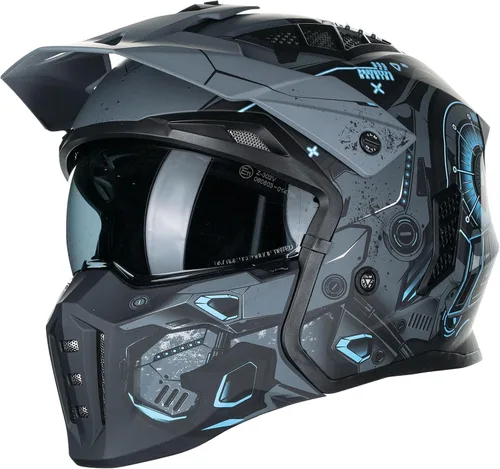 Vista 12 de ILM Medio casco de motocicleta de cara abierta 3/4 para hombres y mujeres, casco retro vintage con visera para ciclomotor, ATV, crucero, scooter