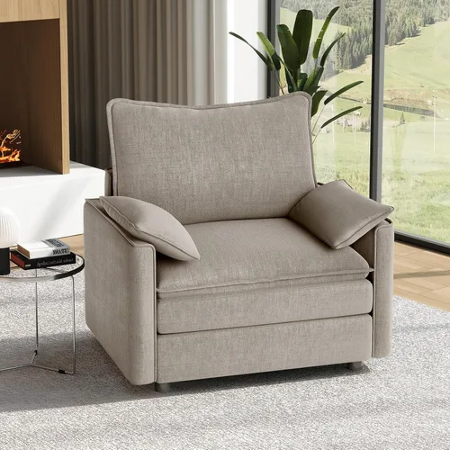 Vista 27 de Vesgantti Sofá modular de 108 pulgadas, cómodo sofá de nube con asiento profundo otomano movible, sofá modular en forma de L, sofás seccionales