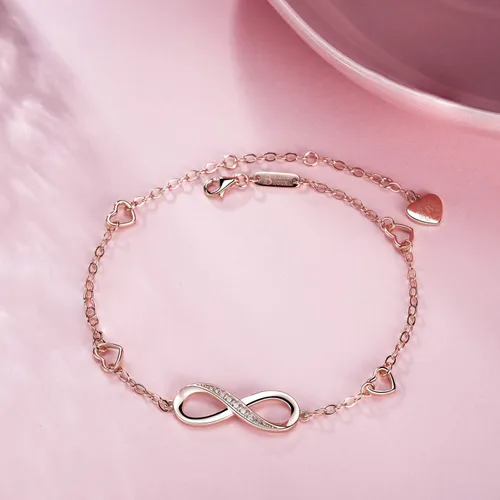 Vista 9 de Billie Bijoux Pulsera tobillera de plata de ley 925 para mujer, con símbolo de amor infinito, ajustable, grande, regalo para mujer