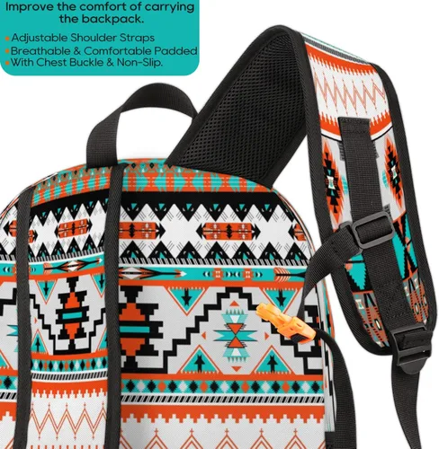 Vista 5 de Mochilas escolares para mujeres y hombres - Elegante mochila escolar universitaria - Mochilas de viaje resistentes al agua para niñas y niños, Azteca