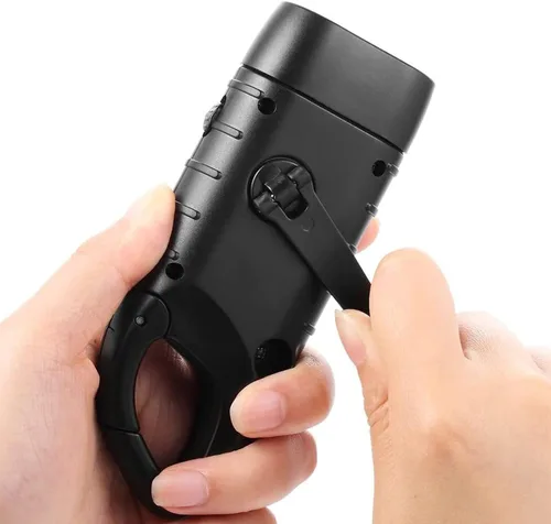 Vista 4 de Hand Crank Solar Flashlight, Rechargeable Survival Light for Outdoor Camping, Hiking, Emergency, Plastic 4.9x1.8in