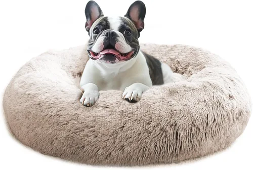Vista 17 de JOLLYVOGUE - Cama calmante para perros y gatos pequeños y medianos, antiansiedad, redonda, suave, acogedora con parte inferior antideslizante