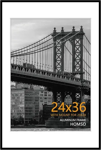 Vista 15 de Homso Marco de póster A1 en color negro, tablero fino de metal A1 con plexiglás acrílico para fotos A2 con paspartú o 23.4 x 33.1 pulgadas sin