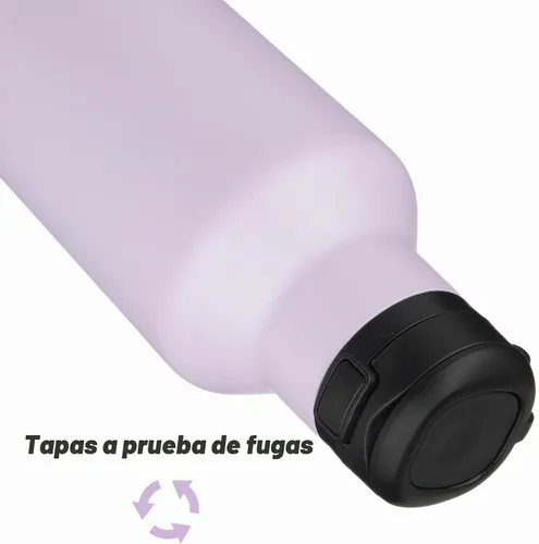 Vista 4 de Botella de agua aislada con popote, termo de acero inoxidable de doble pared al vacío de 25 onzas con 2 tapas, color púrpura