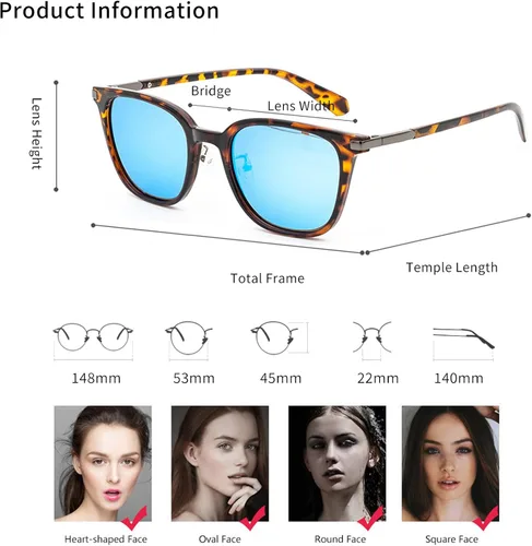 Vista 4 de BREENHILL Gafas de sol polarizadas para mujer ligeras a la moda con polígono UV400