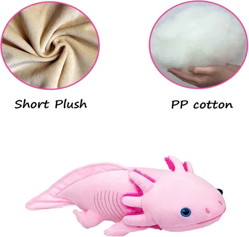 Vista 4 de Tiny Heart Peluche de Axolotl, animal de peluche, bonito juguete de peluche realista con ambistoma, regalos para niños, 18 pulgadas de largo