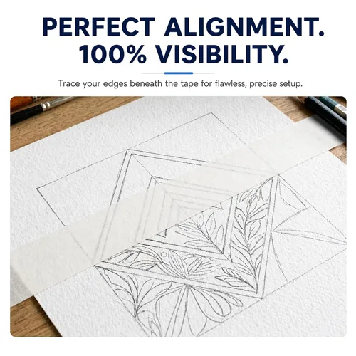 Vista 7 de Paquete de 2 cintas de artista para papel de acuarela, cinta adhesiva de arte blanca para dibujo, pintura, lienzo, enmarcado, sin ácidos, 0.5