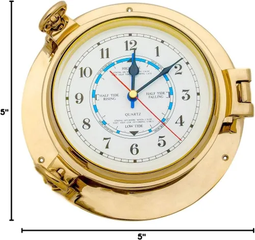 Vista 7 de Reloj de marea de ojo de buey de latón macizo de 9 pulgadas de diámetro. Nagina International