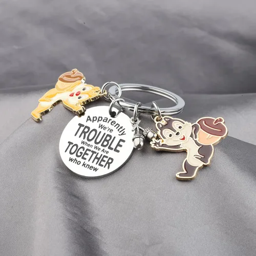 Vista 3 de KUIYAI Mercancía de dibujos animados Chip Dale Squirrel Lovers Gift Aparently We're Trouble When We Are Together