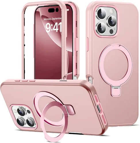 Vista 43 de Funda compatible con iPhone 13 y 14 de 6.1 pulgadas con soporte de anillo magnético [protección militar contra caídas] [compatible con Mag-Safe]