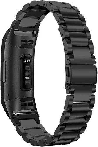 Vista 2 de Maxjoy Bandas de carga compatibles con Fitbit: Correa de metal Charge 4/3 SE, repuesto de correa de pulsera de acero inoxidable, tamaños