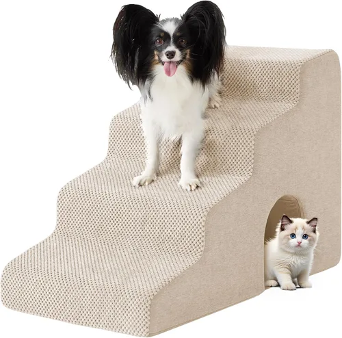 Vista 17 de Ahpmeoa Escaleras para perros para cama de 23 pulgadas de alto, escalones Gris