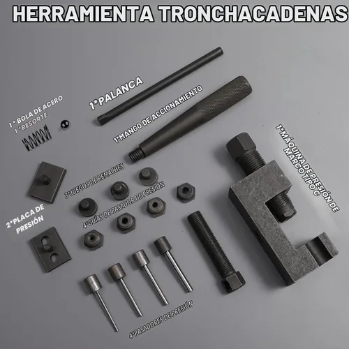 Vista 6 de Kit de herramientas para romper cadenas de motocicleta, juego de herramientas de remache de cadena de 18 piezas