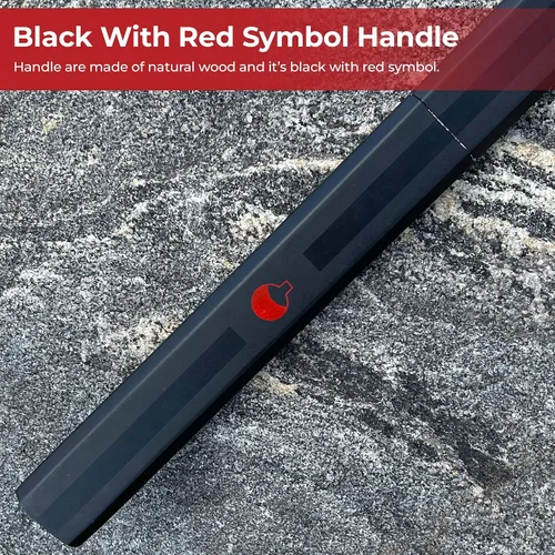 Vista 5 de MedievalDepot Sasuke Kusanagi Espada Negra – Total 40" – Hoja de acero completa con acabado mate, funda y mango de madera – Exhibición inspirada