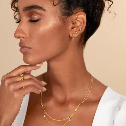 Vista 5 de PAVOI 14K Gold Plated Solid 925 Sterling Silver Post Cubic Zirconia Flat Back Earrings for Women Cartilage Earring Helix Piercing Jewelry Small