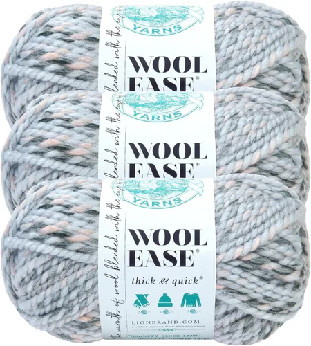 Vista 136 de Lion Brand Yarn - Ovillo de lana Wool-Ease Thick & Quick color fuerza aérea Super Bulky Wool Acrylic Blend Fiber for Soft Hats, Sweaters, Chunky