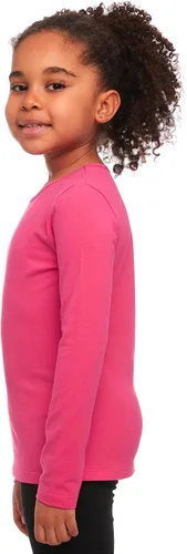 Vista 2 de Lovetti Camisas básicas de manga larga para niñas, de algodón turco, cuello redondo, ropa de moda