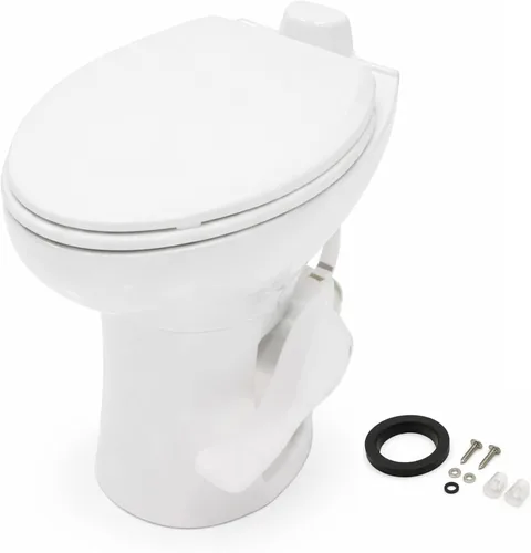 Vista 19 de SEAFLO Inodoro de altura residencial para cámper o caravana con accesorio rociador, altura estándar de 18.5 pulgadas, sistema de descarga por