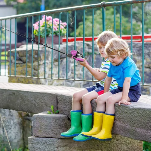 Vista 6 de Urban Deco Juego de caña de pescar para niños, portátil, telescópica, caña, carrete y kit combinado con caja de aparejos para principiantes, niños