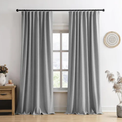 Vista 14 de RAIN CITY 2 paneles de cortinas extra anchas de 96 pulgadas de largo, de Beige