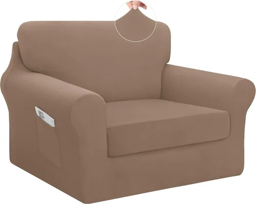 Vista 22 de Easy-Going - Funda elástica para sofá (7 piezas), tamaño XL, color negro Juego de funda de sofá lavable para 3 cojines de respaldo y asiento