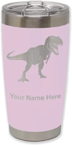Vista 25 de LaserGram Vaso aislado al vacío de 20 onzas, dinosaurio Tiranosaurio Rex, grabado personalizado incluido (negro)