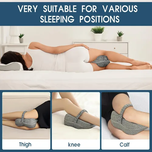 Vista 6 de Almohada de rodilla de espuma viscoelástica para personas que duermen de lado, cojín ortopédico de alineación de piernas y caderas, almohada