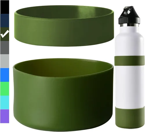 Vista 7 de 2 fundas de silicona para botella de agua, funda protectora de silicona, cubierta inferior antideslizante con anillo de silicona, sin BPA