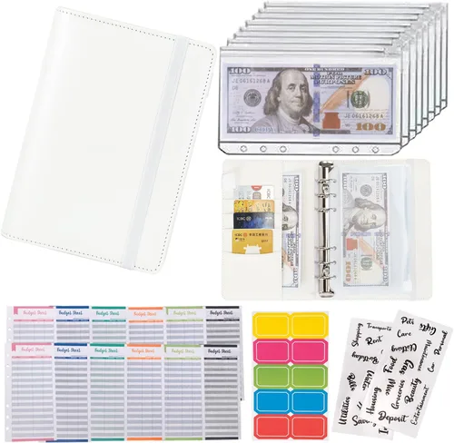 Vista 8 de NICOOTH Carpeta de Presupuesto con Sobres de Efectivo A6 Carpeta para Ahorrar Dinero con Sobres con Cremallera (A6 Verde)