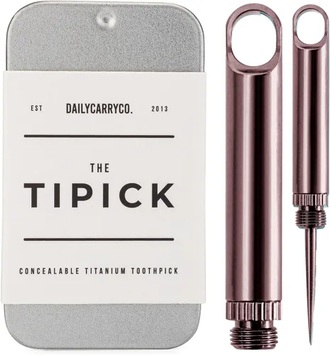 Vista 16 de DAILYCARRYCO. Soporte para palillos de dientes de titanio TiPick - Portátil de metal para viajes - Palillo mondadientes reutilizable EDC micro