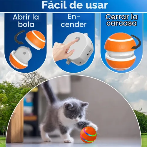 Vista 3 de CSD Juguete automático de pelota para perros, recargable por USB, modo dual, exterior suave e interior de PC, para razas pequeñas