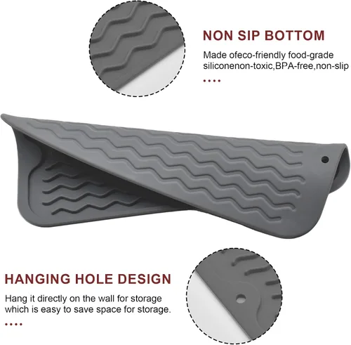 Vista 3 de Tapete de silicona para secado de platos para múltiples usos, fácil de limpiar, ecológico, tapete escurridor de platos resistente al calor