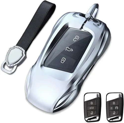 Vista 12 de Funda de metal de aleación de zinc para llavero de automóvil, compatible con Volkswagen, VW, Atlas, Golf, Alltrack, Jetta, Passat, Arteon, Tiguan