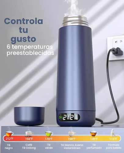 Vista 4 de Hervidor de Viaje, Hervidor Eléctrico Portátil de Voltaje Dual 110V-220V-240V Hervidor de Agua Pequeño Inteligente para Té y Café, Acero Inoxidable