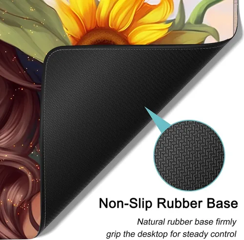 Vista 3 de Alfombrilla de mouse grande de 31.5 x 11.8 pulgadas, extendida para juegos con bordes cosidos, protector de alfombrilla de mouse XXL, base de goma