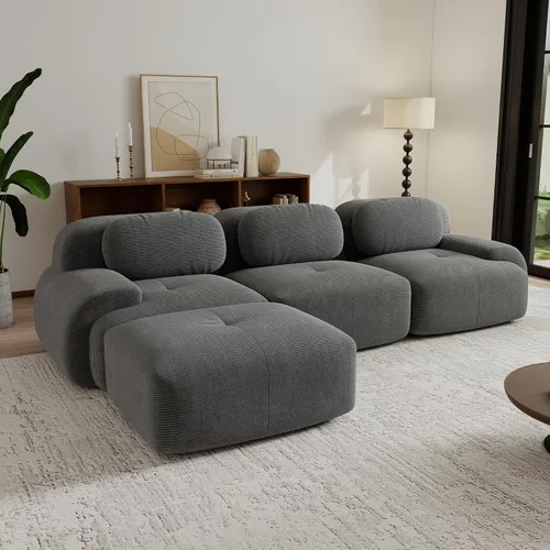 Vista 156 de Sofás seccional modular de 80" sin huesos modernos para sala de estar, juego de sofás comprimidos de 2 plazas con asiento profundo, sin necesidad