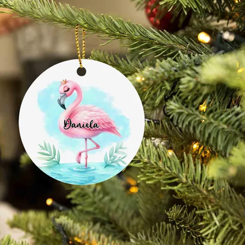 Vista 6 de Adorno de flamenco para la primera Navidad 2025, regalos personalizados de flamenco para los amantes del flamenco, adorno de flamenco de primera