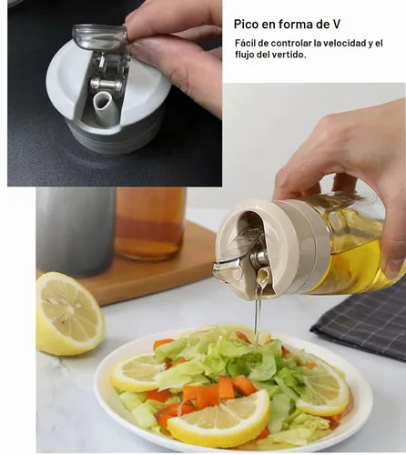 Vista 4 de Botella de salsa de soja con tapa abatible, dispensador de aceite Albaricoque
