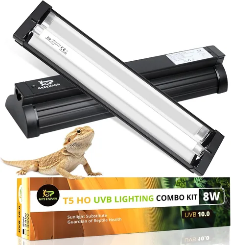 Vista 11 de Bombilla T5 10.0 UVB para reptiles, 8W HO UVB Bombilla de reptil, 2 paquetes de 12 pulgadas UVA UVB Tubo de lámpara fluorescente para dragón barbudo