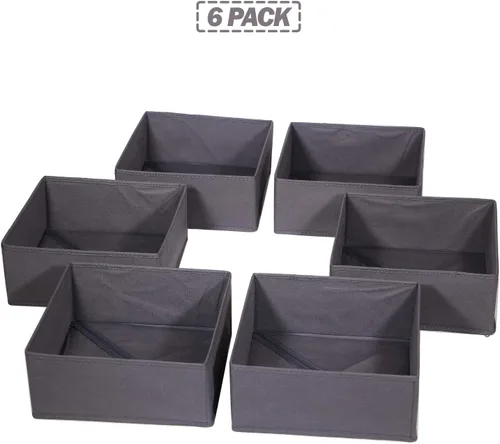 Vista 7 de DIOMMELL Paquete de 6 cajas de almacenamiento de tela plegables para armario, aparador, cajón, divisor, cestas de tela, contenedores para ropa, ropa