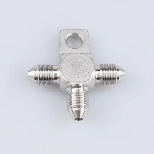 Vista 4 de AC PERFORMANCE Acero inoxidable -3 AN macho manguera de freno extremo T bloque con lengüeta de montaje Adaptador de bloque en T de 3 vías macho