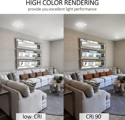 Vista 5 de Lámpara de techo cuadrada LED de 9 pulgadas, equivalente a 60 W, 2700 K/3000 K/3500 K/4000 K/5000 K CCT seleccionable, CRI 90+, luz de panel LED